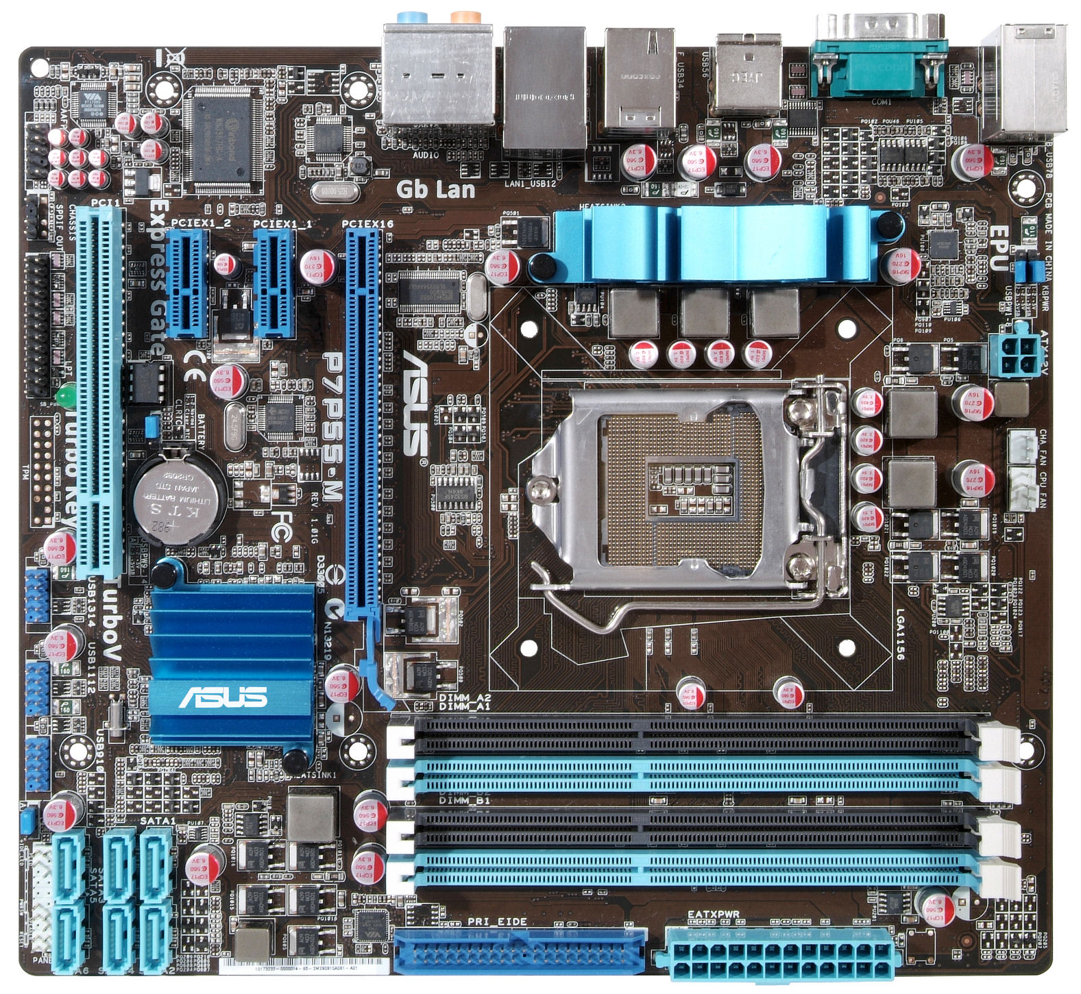 การแนะนำ Asus burst onto the scene with their range of P55 chipset based motherboards which we first sampled with the P55 EVO . burst Asus เข้าฉากกับช่วงของการใช้เมนบอร์ดชิปเซ็ต P55 ที่เราตัวอย่างแรกกับ P55 EVO Supplementing the six P55 motherboards in their lineup, Asus are now about to unleash the P7P55-M. เสริมหกเมนบอร์ด P55 ใน lineup พวก Asus ตอนนี้จะปล่อย P7P55 - M As the 'M' suggests, this motherboard is based upon the increasingly popular mATX form factor. เป็น'M'แนะนำ, เมนบอร์ดนี้จะยึดตามปัจจัยฟอร์ม mATX นิยมมากขึ้น Unlike the Maximus II Gene of X58 genre, the P7P55-M is aimed directly at the masses rather than the extreme end of the market. ต่างจาก Maximus II Gene of X58 ประเภทที่ P7P55 - M มีวัตถุประสงค์โดยตรงที่มวลมากกว่าหัวขั้วของตลาด  Supporting Intels Core i5/i7 processor range, the P7P55-M should certainly appeal to those looking to base their PC around the mATX format while still having the advantage of performance that only Intels latest chipset can offer. สนับสนุน Intels Core processor i5/i7 ช่วงที่ P7P55 - M แน่นอนควรสนใจที่ต้องการให้กับ PC ของรอบรูปแบบ mATX ในขณะที่ยังมีข้อได้เปรียบของการที่เท่านั้น Intels ชิปเซ็ตล่าสุดสามารถนำเสนอ Couple this with features such as Express Gate, DDR3 support of upto 2200MHz (OC), Turbo V and a new Asus feature - Turbo Key and the P7P55-M looks to be a cracking board, bursting with features yet all crammed onto an mATX motherboard, ideal for those with space at a premium. คู่นี้มีคุณสมบัติเช่น Express Gate, สนับสนุน DDR3 ของ 2200MHz เกิน (OC), Turbo V และคุณลักษณะ Asus ใหม่ -- Turbo Key และ P7P55 - M ดูเป็นบอร์ดแตกระเบิดด้วยคุณสมบัติทั้งหมดยังหนาตาบนเมนบอร์ด mATX เหมาะสำหรับผู้ที่มีพื้นที่ที่พรีเมี่ยม 