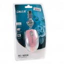 USB Optical Mouse OKER ( MS-1650U) Pink/White (เก็บสาย)